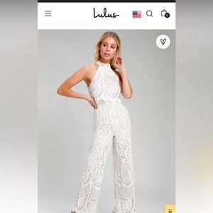 White Lace Halter Jumpsuit
